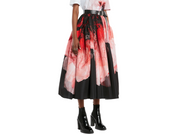 Alexander McQueen Anemone Print Faille Skirt